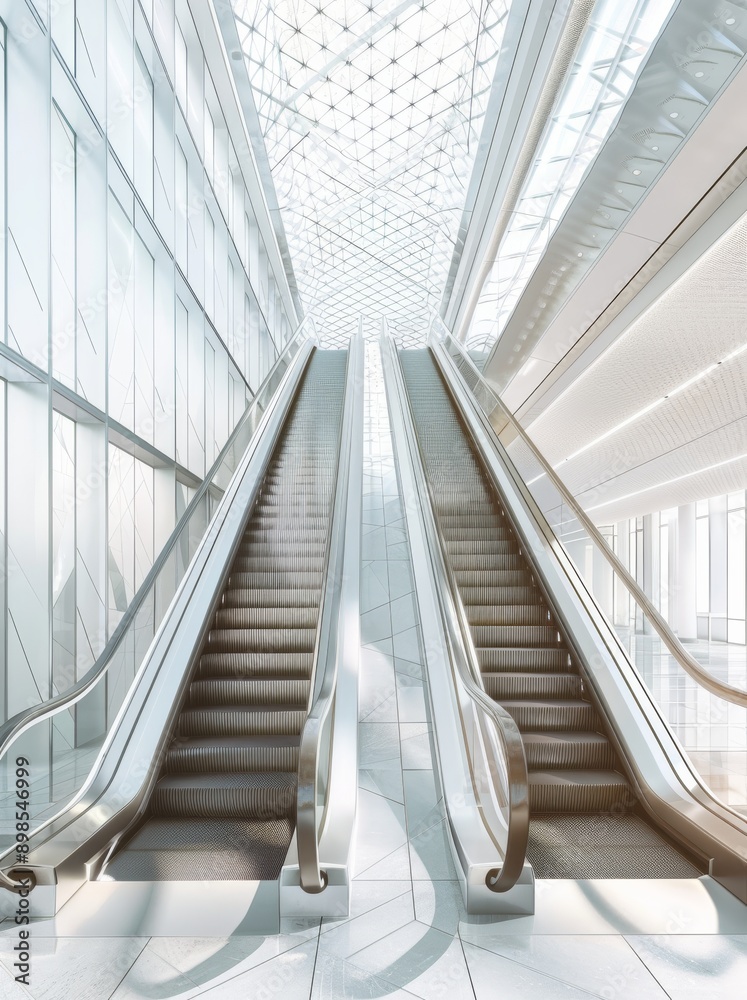 Escalators in a modern office building.