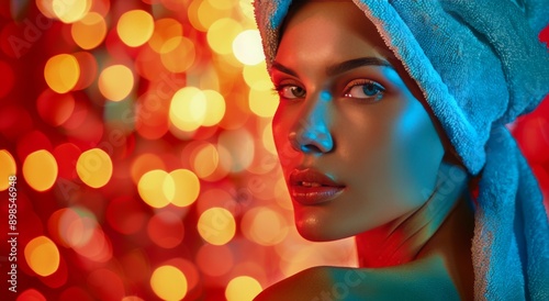 Woman Wrapping Towel Around Her Head
