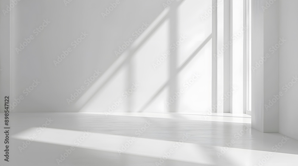 Minimalist White Room with Shadows and Natural Light Minimalist White Room with Shadows and Natural Light