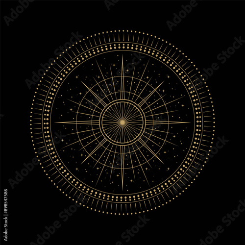mysterious golden star burst symbol vector design