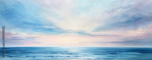 Wallpaper Mural Serene seascape painting with colorful sky and tranquil ocean. Ideal for coastal decor, bringing peace and calm into any space. Torontodigital.ca
