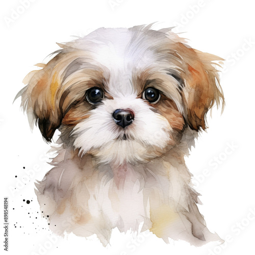 Brown and White Puppy Sitting on White Floor