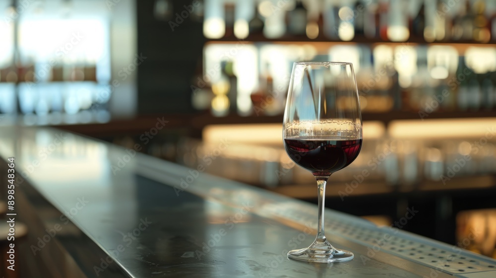 glass of wine on the bar of a luxurious restaurant generative ai glass of wine on the bar of a luxurious restaurant generative ai
