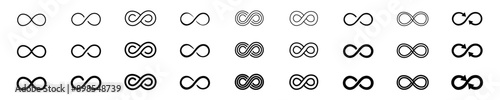 Infinity design logo icon set. Infinity symbols collection.Unlimited infinity collection icons. Stock vector