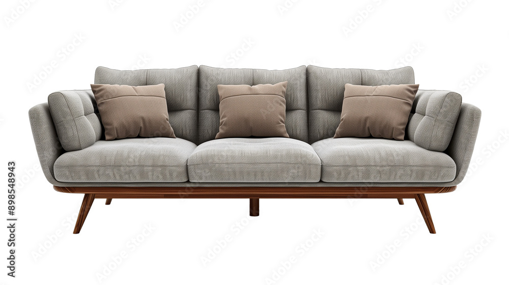 Fototapeta premium Modern Scandinavian style sofa isolated on transparent or white background 