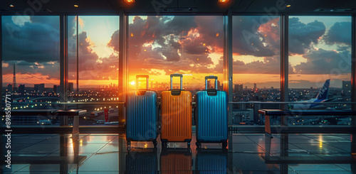 Two Pieces of Luggage in Front of Window