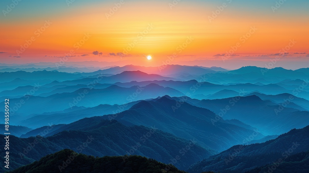 Fototapeta premium Breathtaking Sunrise Over the Majestic Mountain Landscape