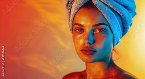 Woman Wrapping Towel Around Her Head