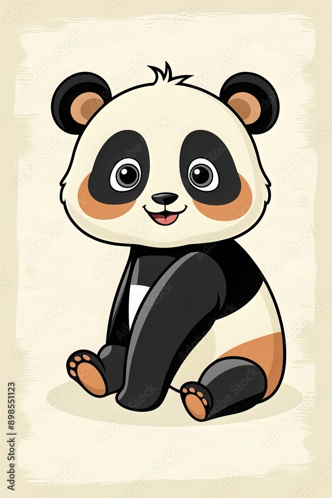 Naklejka premium Whimsical graphic design with cute panda illustration