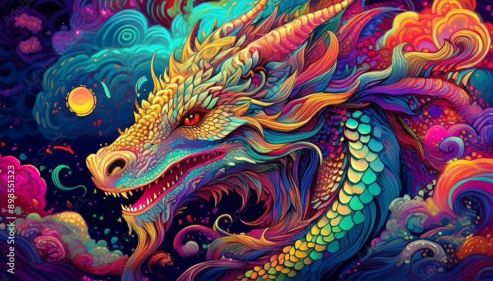 Psychadelic theme Dragon Psychadelic theme Dragon