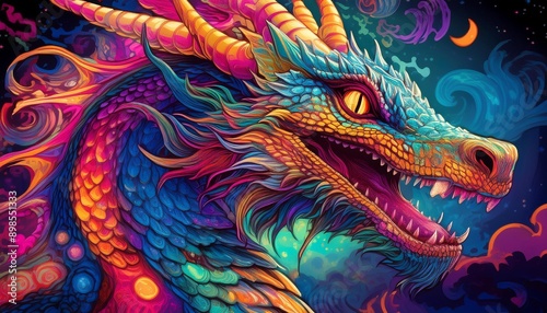 Psychadelic theme Dragon