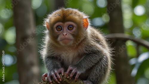 Young Monkey Sitting on a Branch