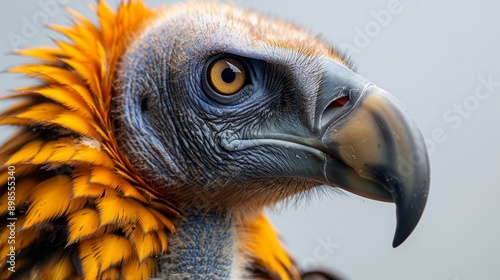 Close up profile of a palm nut vulture showing its hooked beak ideal for tearing flesh photo