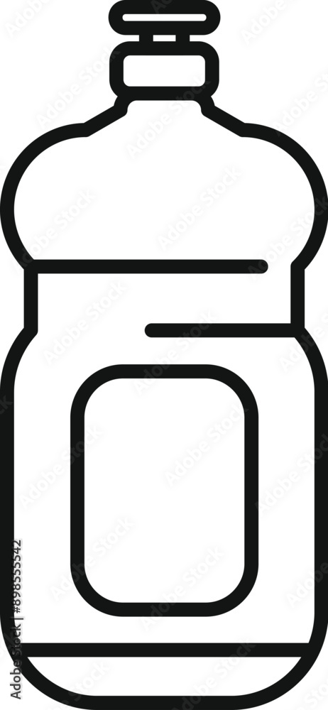 Simple black and white line drawing of a bottle with a pump dispenser for liquid products Simple black and white line drawing of a bottle with a pump dispenser for liquid products