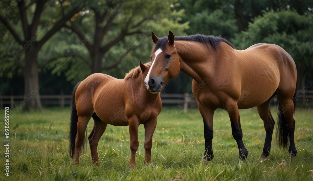Affectionate Horses in a Green Field Affectionate Horses in a Green Field