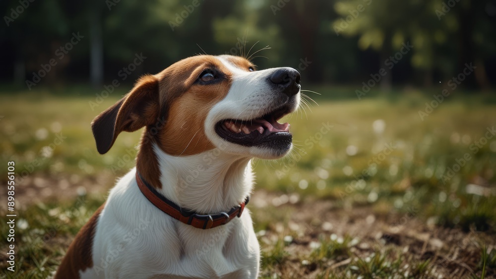 Happy Dog in a Grassy Field