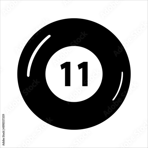 Billiard ball icon. 11 number ball symbol modern, simple, vector, icon for website design, mobile app, ui. Vector Illustration.