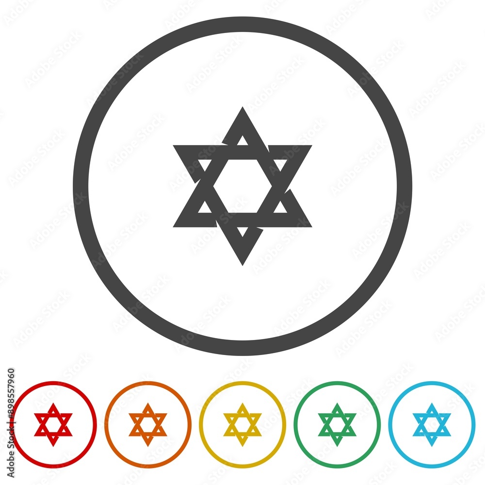 Star of David icon. Set icons in color circle buttons Star of David icon. Set icons in color circle buttons