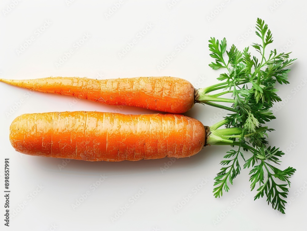 Fresh Carrot with Green Tops Isolated on White Background for Healthy Eating Concept Fresh Carrot with Green Tops Isolated on White Background for Healthy Eating Concept