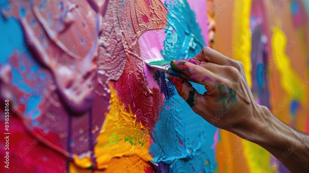 Fototapeta premium Vibrant Mural in the Making - Capturing the Essence of Creativity and Artistic Expression