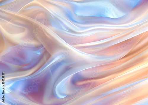 Wallpaper Mural Soft, flowing silk fabric with gentle curves, pastel blue and pink hues reflecting light, ethereal and surreal atmosphere, versatile for branding, advertising, design, high emotional impact,... Torontodigital.ca