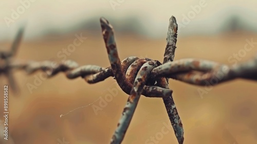 Mesmerizing Details of Barbed Wire Fence in Medium Shot - Fine Art Photography