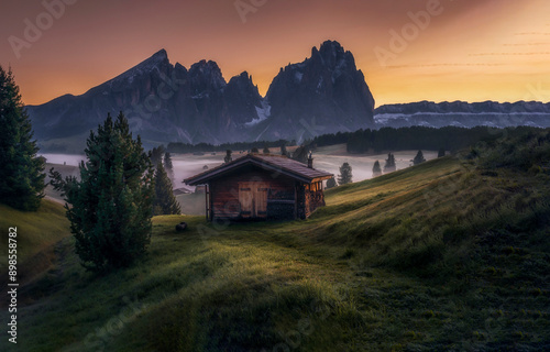 sunrise over the mountain cabin