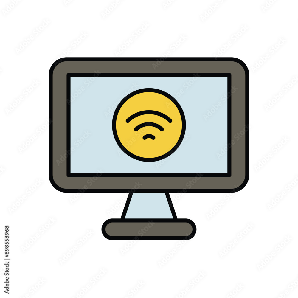 smart tv color line icon with white background vector stock illustration smart tv color line icon with white background vector stock illustration