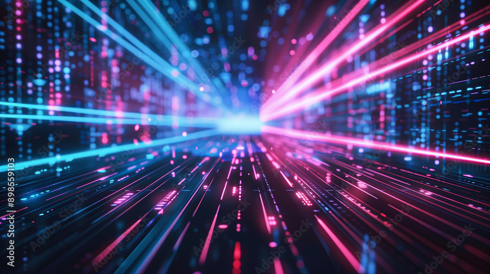 Futuristic Neon Lights and Digital Speed Tunnel Futuristic Neon Lights and Digital Speed Tunnel