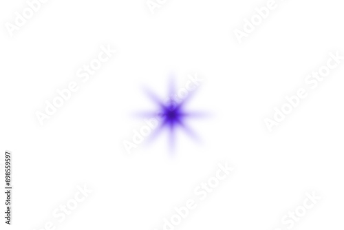 Blue star lens flare effect. Bright glowing starburst with lens flare on a transparent background
