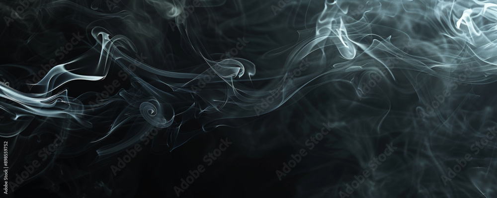 Obraz premium A dark background with soft, flowing smoke and subtle highlights, evoking a sense of mystery and drama.