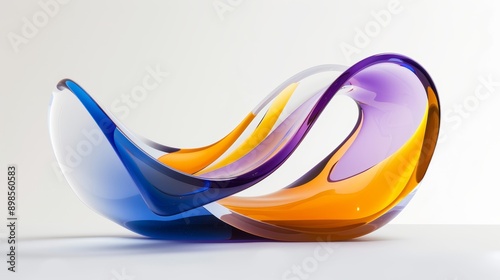 Fluid epoxy resin sculpture, seamless and continuous curves, cohesive design with unbroken flow, vibrant colors and reflective surfaces, modern and elegant photo