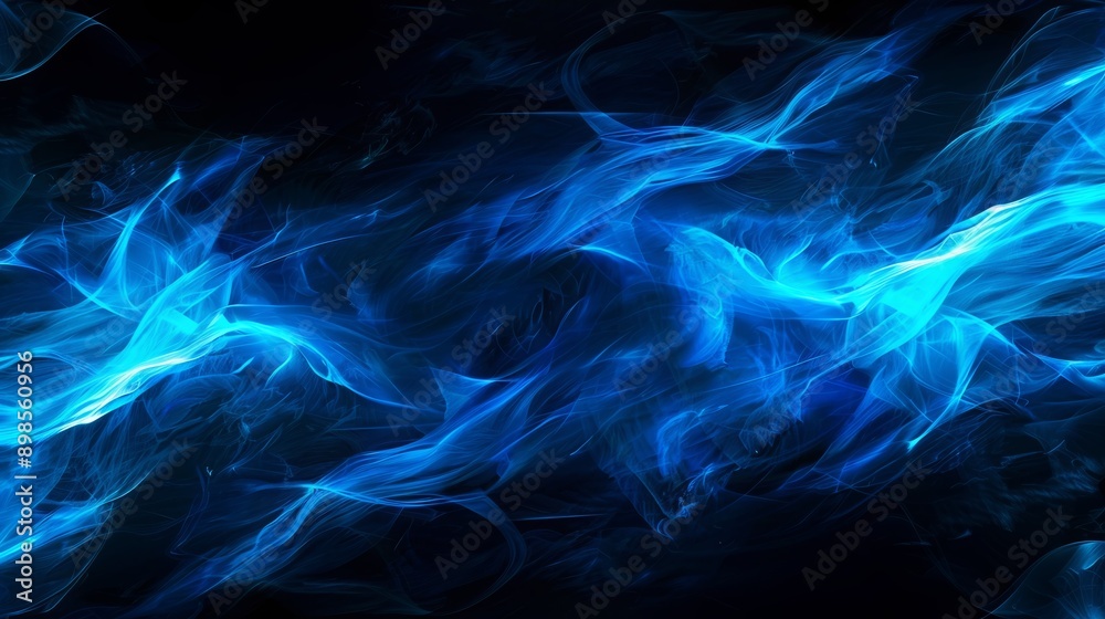 Obraz premium Abstract blue wavy background with glowing lines