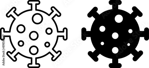 Virus Icons. Black and White Vector Icons. Viral Infection, Coronavirus. Health and Medicine Concept