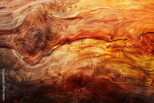 Abstract Close-Up of Natural Wood Texture with Swirling Brown and Golden Hues
