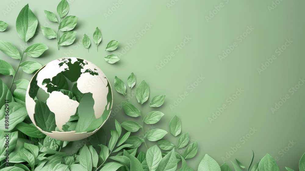 A green globe with leaves surrounding it A green globe with leaves surrounding it