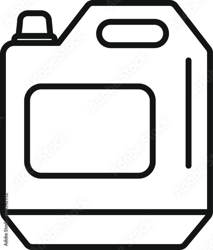 Simple line drawing of a plastic canister holding cleaning supplies for housekeeping