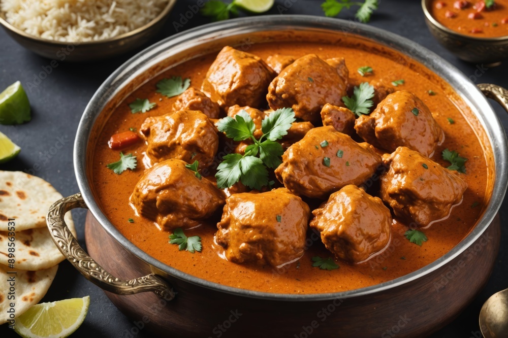 Tasty butter chicken curry or Murg Makhanwala or masala dish from Indian cuisine Tasty butter chicken curry or Murg Makhanwala or masala dish from Indian cuisine