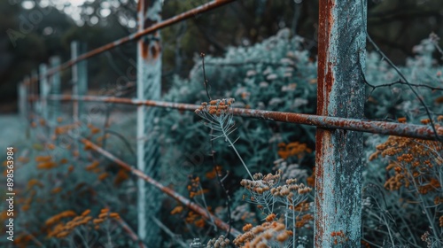 Fascinating close-up of intricate wire fence details with blurred background in medium shot.