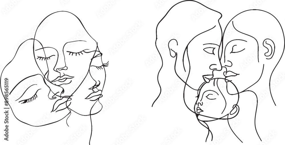 International Women's Day: Celebrating Equality, Solidarity, and Cooperation. Continuous one-line drawing modern illustration in minimalist style. International Women's Day: Celebrating Equality, Solidarity, and Cooperation. Continuous one-line drawing modern illustration in minimalist style.