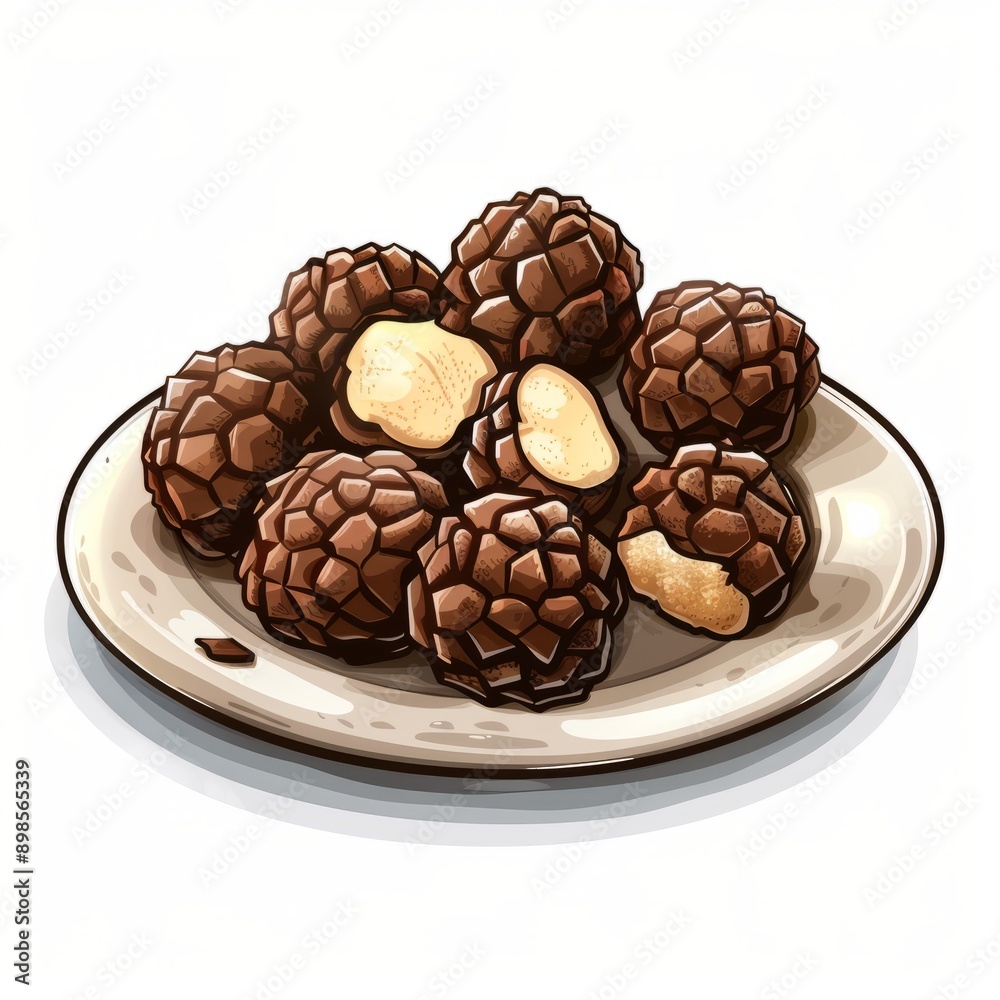 Chocolate Covered Macadamia Nuts on a Plate. Chocolate Covered Macadamia Nuts on a Plate.