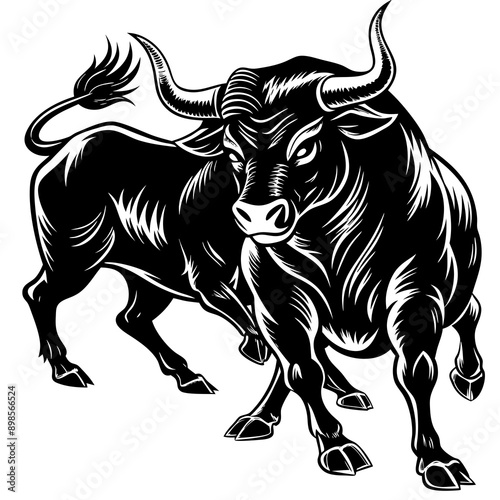 black and white bull 