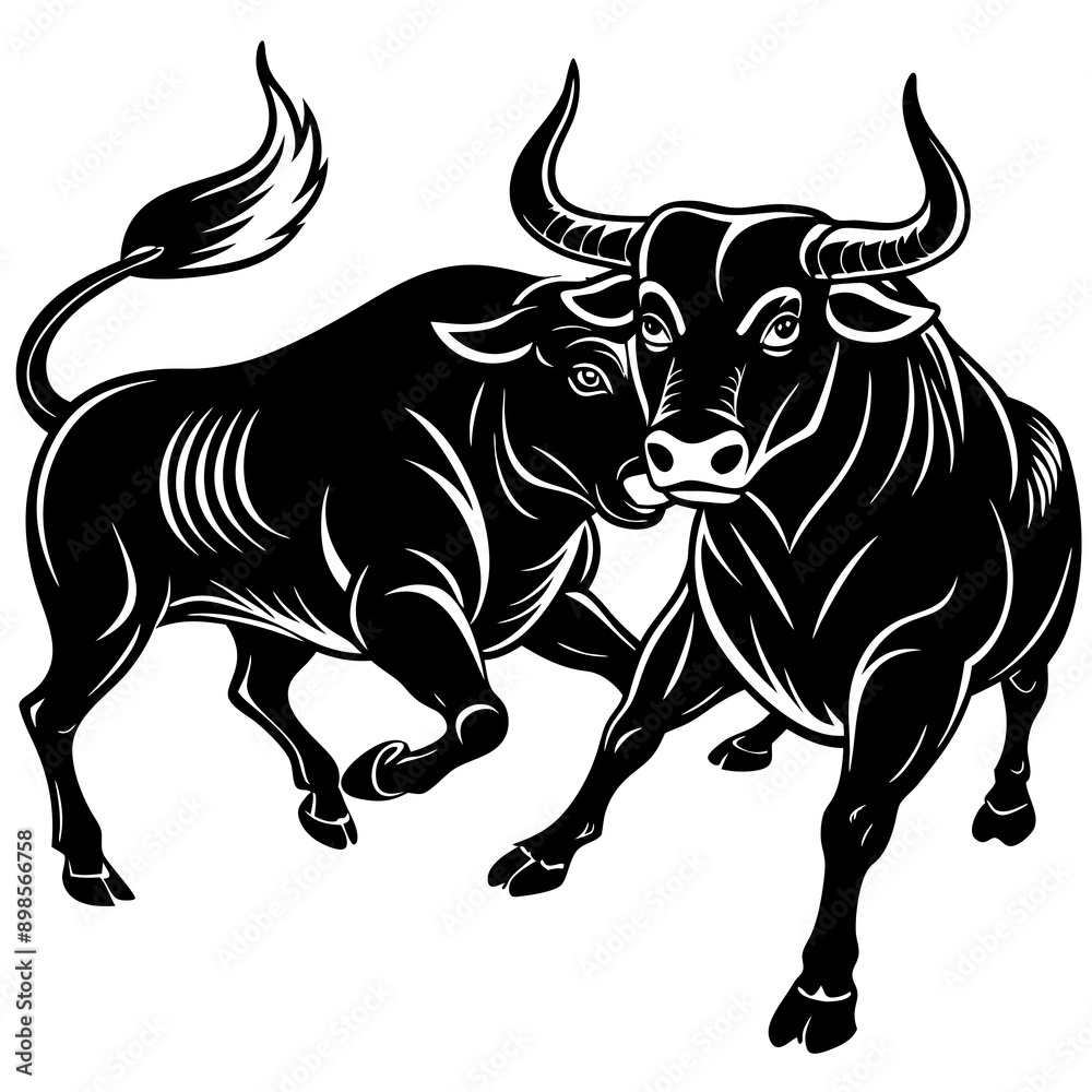 Obraz premium black and white bull