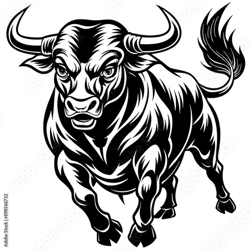 black and white bull 