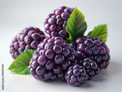 Vivid Hyper-realistic 8k Image of Blackberries Isolated on Transparent Background for Graphic Design Projects