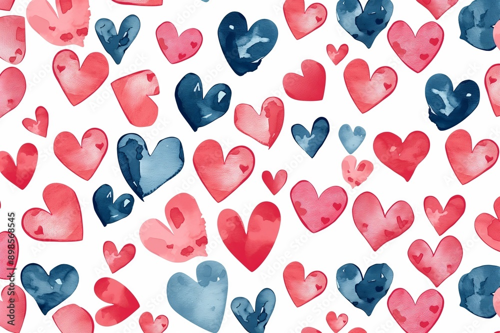 A painting of many hearts in various sizes and colors. The painting is full of love and affection A painting of many hearts in various sizes and colors. The painting is full of love and affection