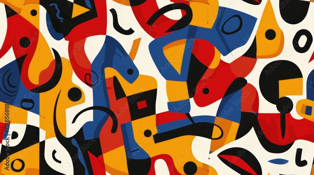 An intricate array of abstract shapes and bold colors forms a captivating modern art pattern, showcasing artistic creativity and visual harmony An intricate array of abstract shapes and bold colors forms a captivating modern art pattern, showcasing artistic creativity and visual harmony