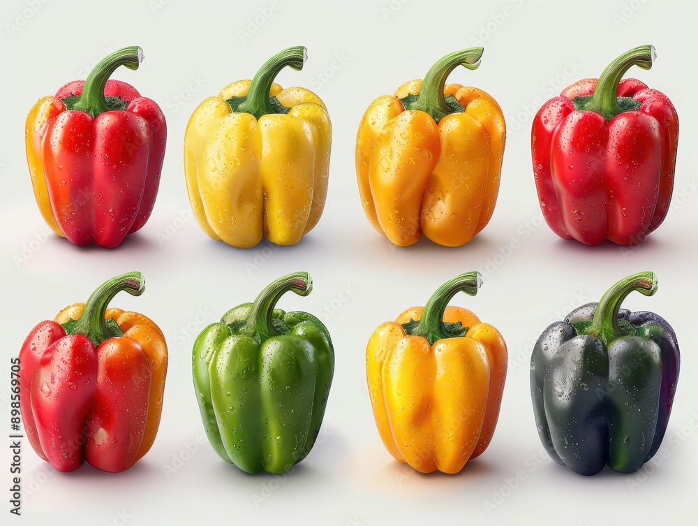 Vivid Hyper-Realistic 8K Bell Peppers Collection on Transparent Background Vivid Hyper-Realistic 8K Bell Peppers Collection on Transparent Background