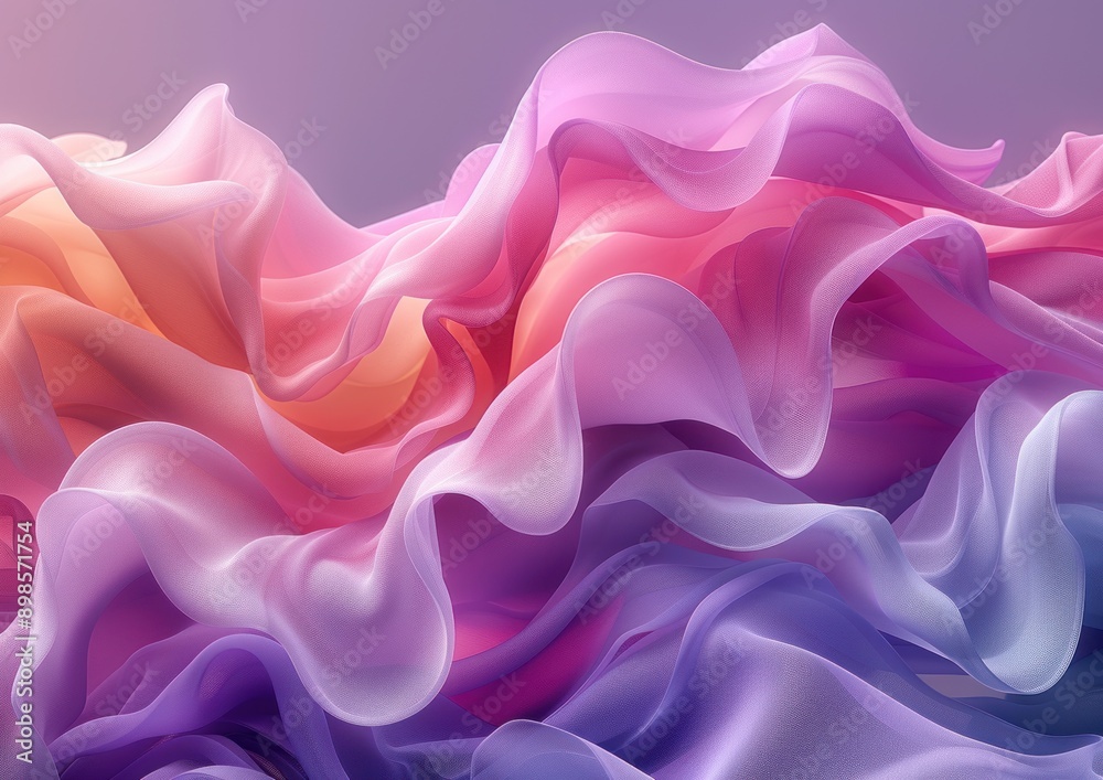 Fototapeta premium Wavy layers of pastel fabric flow in the light