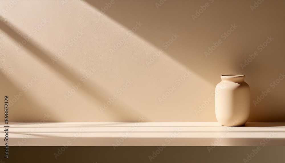 Gentle light beige background with soft window shadow, minimalistic for product presentation Gentle light beige background with soft window shadow, minimalistic for product presentation